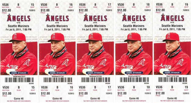 Lot of (5) Mike Trout MLB Debut July 8, 2011 Full Tickets - NM-MT+